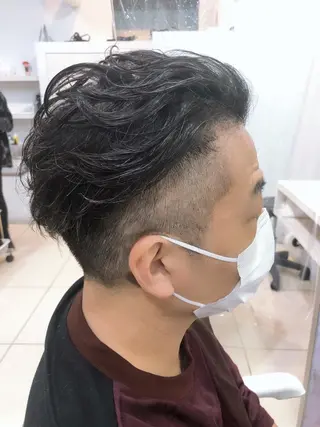 ショート パーマ メンズ 髪質改善× ハイライト溝江のヘアスタイル