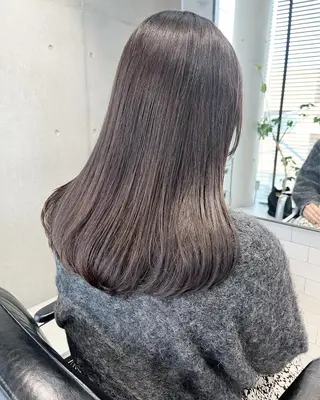 セミロング カラー パーマ ヘアアレンジ 透明感/オリーブ/ グレージュ/YUKAのヘアスタイル