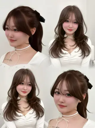 ロング カラー 韓国ヘア/レイヤー/ 顔まわり足立遥奈のヘアスタイル