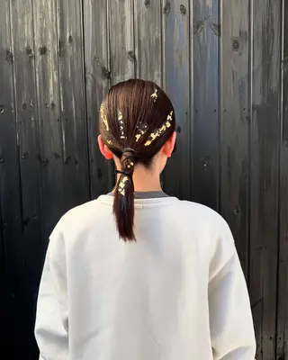 ミディアム ヘアアレンジ 青とそら いしざかのヘアスタイル