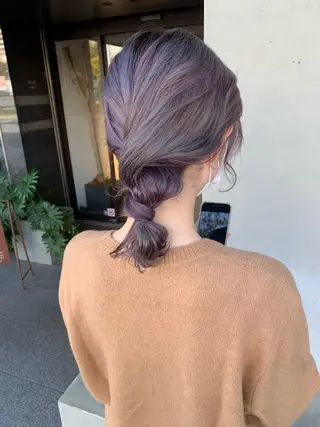 セミロング ヘアアレンジ ブリーチ/アレンジ 天満/chihiroのヘアスタイル