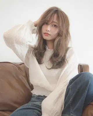 セミロング 店長/mao/ 前髪/顔周りカットのヘアスタイル