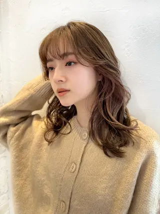 ミディアム カラー パーマ 大人レイヤー×艶髪 ✨春暁【はるき】のヘアスタイル