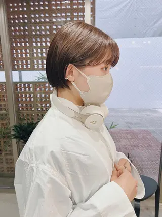 ショート カラー ボブパーマコテ巻き風 パーマNo1深江秀平のヘアスタイル