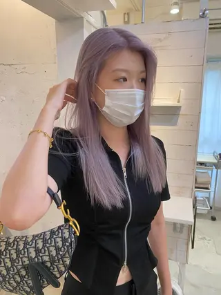 ロング カラー ブリーチなしカラー ダブルカラーエクステのヘアスタイル