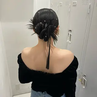 セミロング ヘアアレンジ riko/レイヤー/ 艶カラー/ヘアセットのヘアスタイル