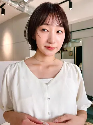 ショート カラー パーマ 🫧小顔×似合わせ× 透明感カラー🫧のヘアスタイル