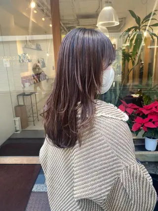 セミロング カラー 安永 涼のヘアスタイル