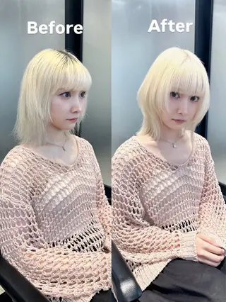 ミディアム SALOWIN　銀座店所属・艶髪ハイトーン ちひろ🌙+.°のヘアスタイル