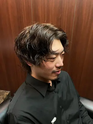 ミディアム パーマ メンズ 栗原 周太郎のヘアスタイル
