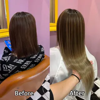 ロング シール+ちび編み込み エクステ梅田🐨のヘアスタイル