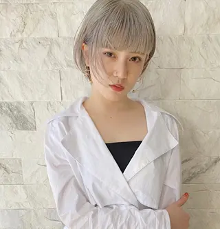 ミディアム カラー Piaコータロー ハイトーン&‪ボブのヘアスタイル