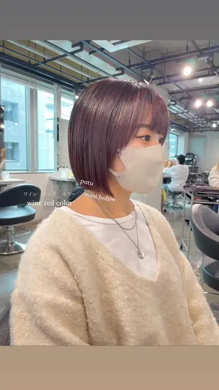 ショート カラー パーマ ヘアアレンジ メンズ キッズ ネイル マツエク・マツパ アイブロウ 透明感カラー・レイヤ ー🎀amika🎀のヘアスタイル