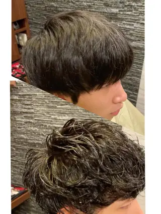 ミディアム パーマ メンズ カット指名No1漆原 聡のヘアスタイル