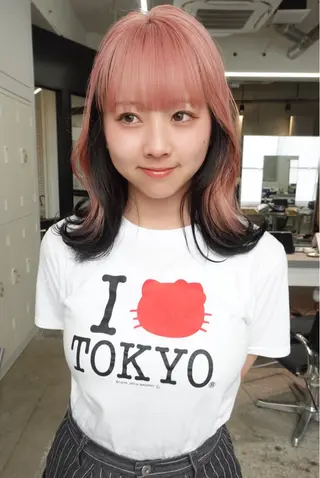 ミディアム ✨ブリーチ/顔周り レイヤー¦YUKA✨のヘアスタイル