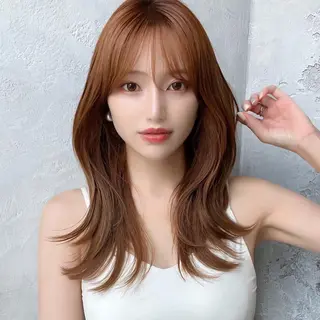 セミロング カラー 顔周り/くびれヘア 韓国ヘア💕風間るなのヘアスタイル