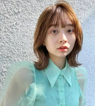 ミディアム カラー 森貴裕/ベージュ/ パーマ/オリーブのヘアスタイル