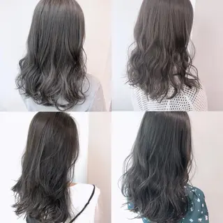 ミディアム カラー レイヤーカット 透明感カラーのヘアスタイル
