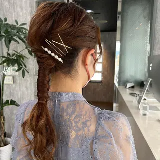 ロング カラー ヘアアレンジ TIDEHAIR SHIHOのヘアスタイル