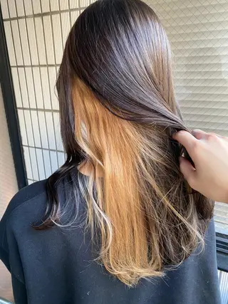 ロング カラー ダブルカラー 韓国ヘアKYONのヘアスタイル