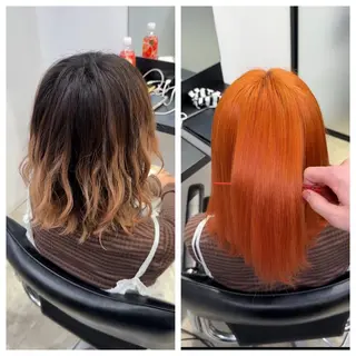 ショート け んブリーチ縮毛矯正のヘアスタイル