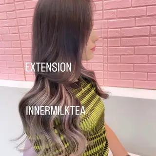 ロング カラー エクステ🩵ブリーチ 韓国ヘア🩵KAEのヘアスタイル