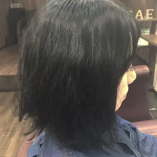ミディアム カラー パーマ 金崎 新吾のヘアスタイル