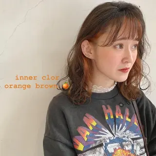 セミロング カラー 似合わせカットカラー ♡佐藤捺美のヘアスタイル