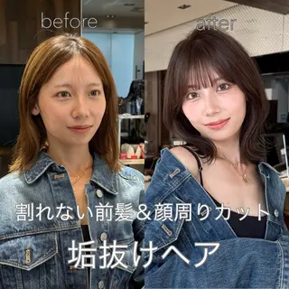 ミディアム レイヤー/顔周り カット/松岡 祥利のヘアスタイル