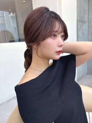 セミロング 福岡縮毛矯正✨️ ストレート 向井和輝のヘアスタイル