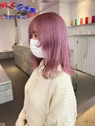 セミロング カラー 🥣ミコト/ウルフ ハイトーン特化🥣のヘアスタイル