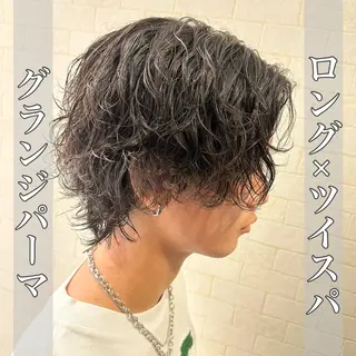 ミディアム パーマ メンズ 💈メンズ特化 美容師サキ💈のヘアスタイル