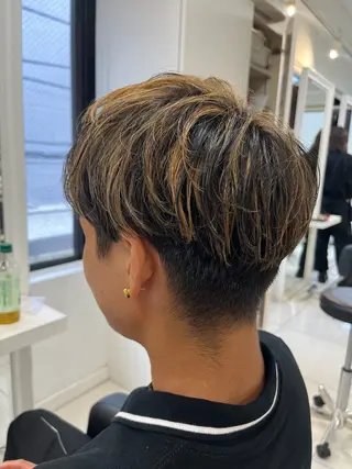 ショート カラー メンズ 【センターパート/ マッシュ】ryokaのヘアスタイル