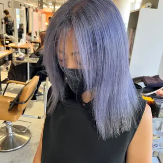 セミロング カラー nameless髪質 改善ブリーチ心斎橋のヘアスタイル