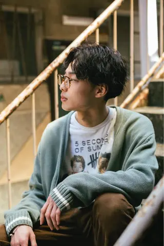 ミディアム パーマ メンズ 河津 しおりのヘアスタイル