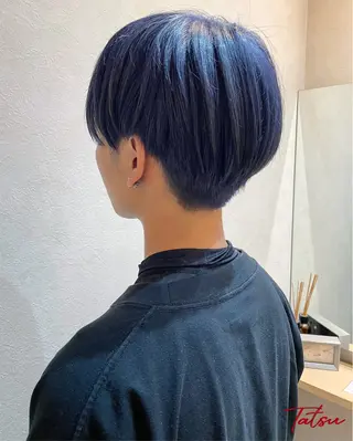 ショート カラー メンズ Tatsu/newi 大分 ハイトーンのヘアスタイル
