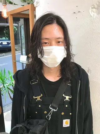 ロング パーマ メンズ 木村陸弥 似合わせ 透明感カラー🌿のヘアスタイル