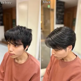 ミディアム パーマ メンズ 🔮メンズ縮毛矯正 毛流れパーマ💎竹永のヘアスタイル