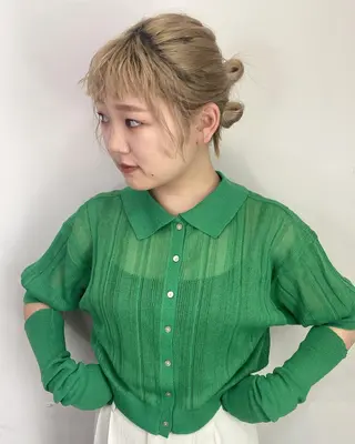 ミディアム カラー ヘアアレンジ 韓国ヘア×髪質 改善🇰🇷シオリのヘアスタイル