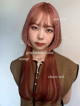 ロング カラー 暖色カラー🍒 ケアブリーチ/akiのヘアスタイル