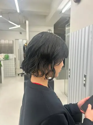 ショート パーマ コテ巻き風パーマ/ ボブパーマ/aobaのヘアスタイル