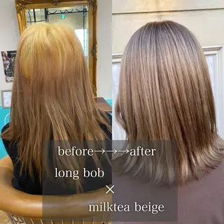 ミディアム レイヤー/韓国/ボブ 縮毛矯正/畠中ケントのヘアスタイル