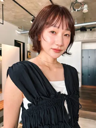 ショート カラー パーマ 🫧小顔×似合わせ× 透明感カラー🫧のヘアスタイル