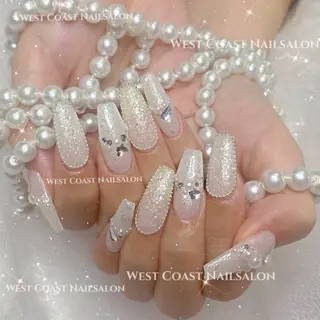 ネイル リボン、ガーリー パーツ放題専門店のネイルデザイン