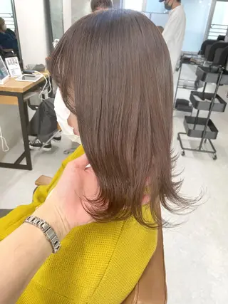 セミロング カラー ヘアアレンジ 🌷FUKA🌷 まろやかハイトーンのヘアスタイル