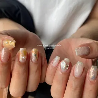 ネイル amuse 手書きニュアンスのネイルデザイン