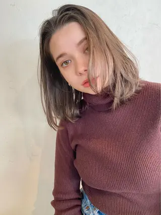 ミディアム カラー 似合わせカラーパーマ 🌿kitin米川のヘアスタイル