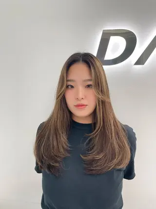 ロング カラー 中韓レイヤー/ ブラウン🤎はやとのヘアスタイル