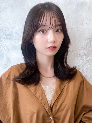 セミロング カラー 顔周り/くびれヘア 韓国ヘア💕風間るなのヘアスタイル
