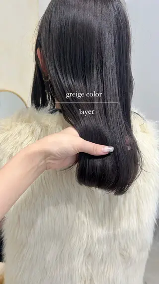 セミロング カラー 顔周りレイヤー 🎀マリノのヘアスタイル